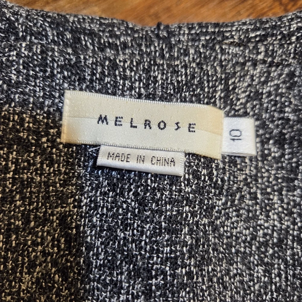 Melrose Cascade Ruffle Blazer Bell Sleeves Charcoal Grey Button Accent Size 10
